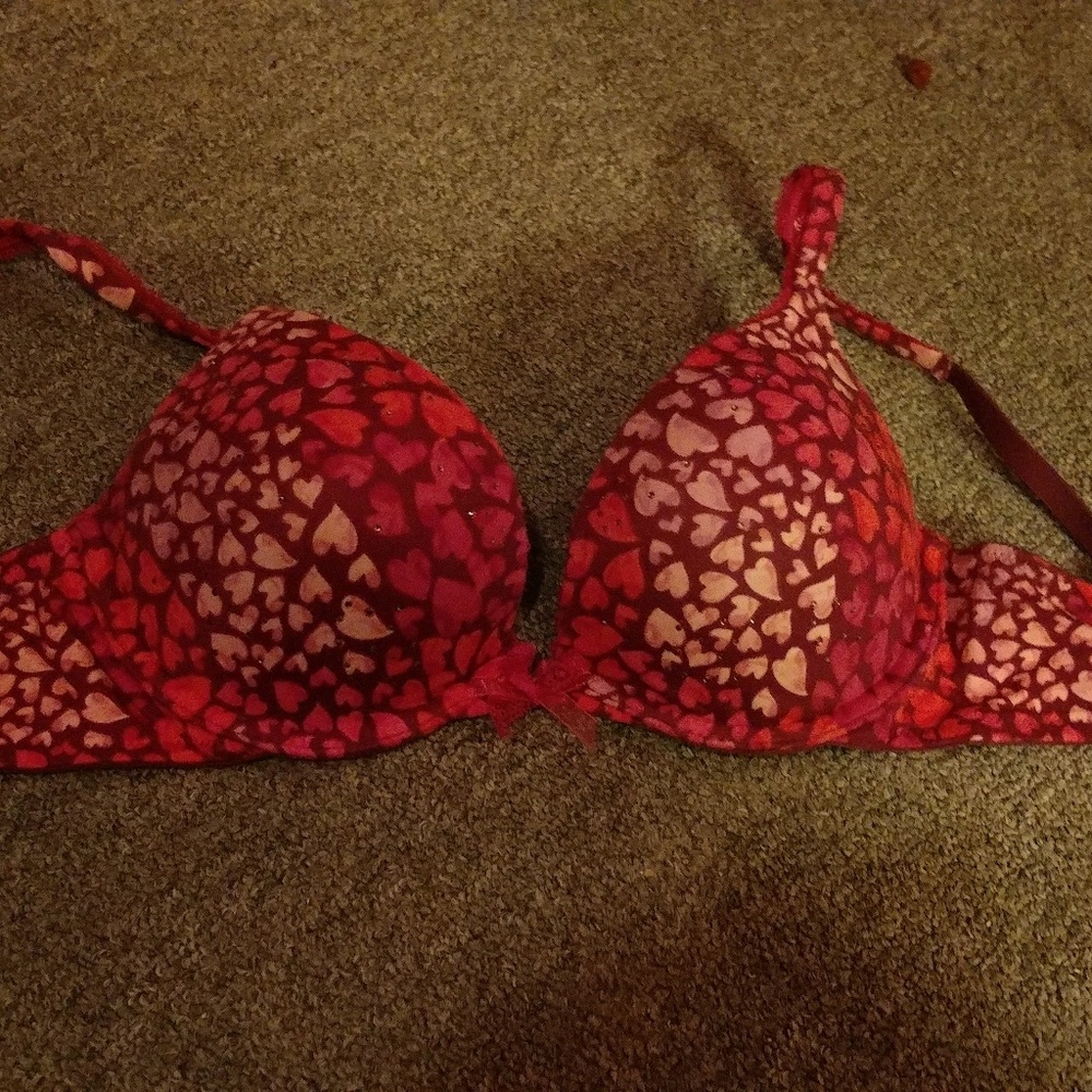 VS 34B Pink & Purple Heart & Rhinestone Bra